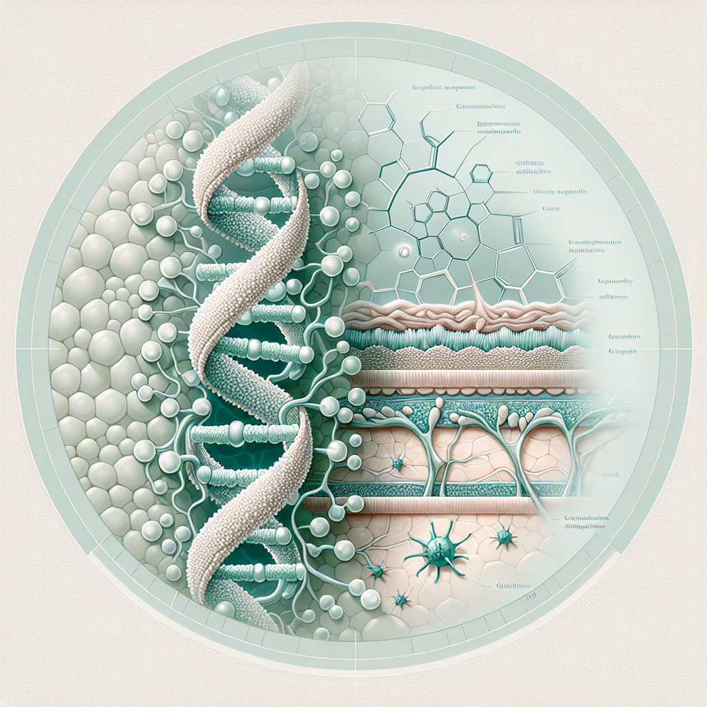 Stylized biological pathway artwork representing Acetyl Tetrapeptide-11 research context