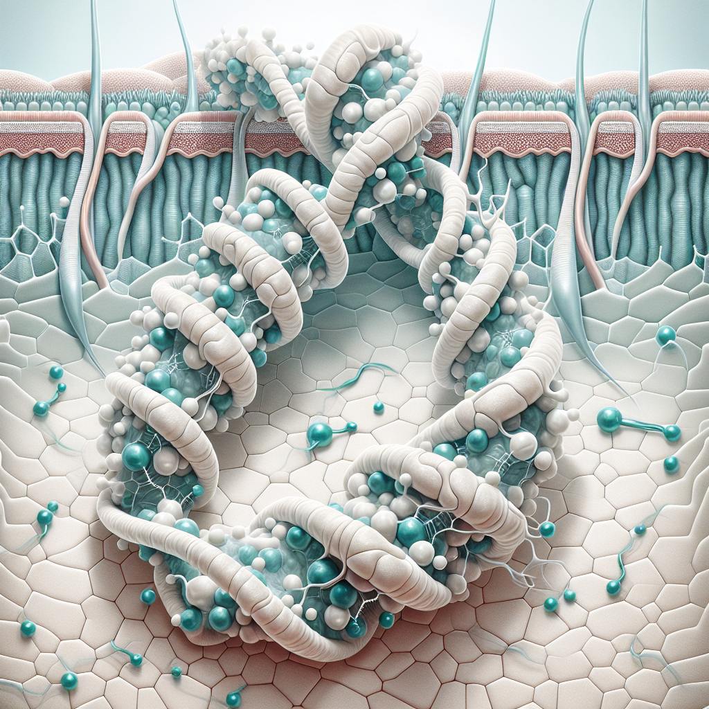 Stylized biological pathway artwork representing Acetyl Tetrapeptide-5 research context