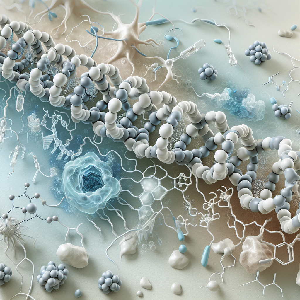 Stylized biological pathway artwork representing Adipotide research context