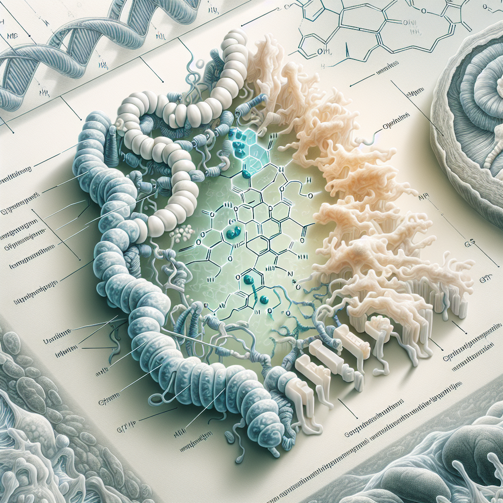 Stylized biological pathway artwork representing AMG 133 research context