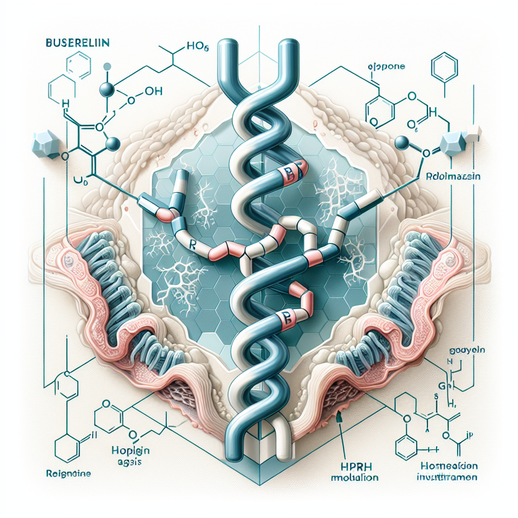 Stylized biological pathway artwork representing Buserelin research context