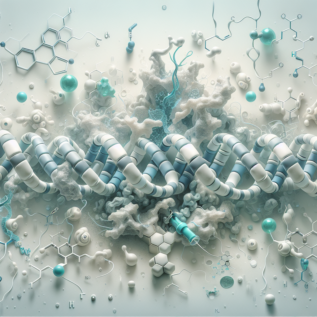 Stylized biological pathway artwork representing Cagrilintide research context