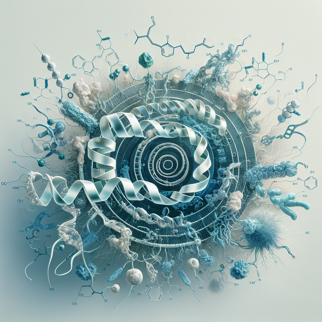 Stylized biological pathway artwork representing CGRP research context