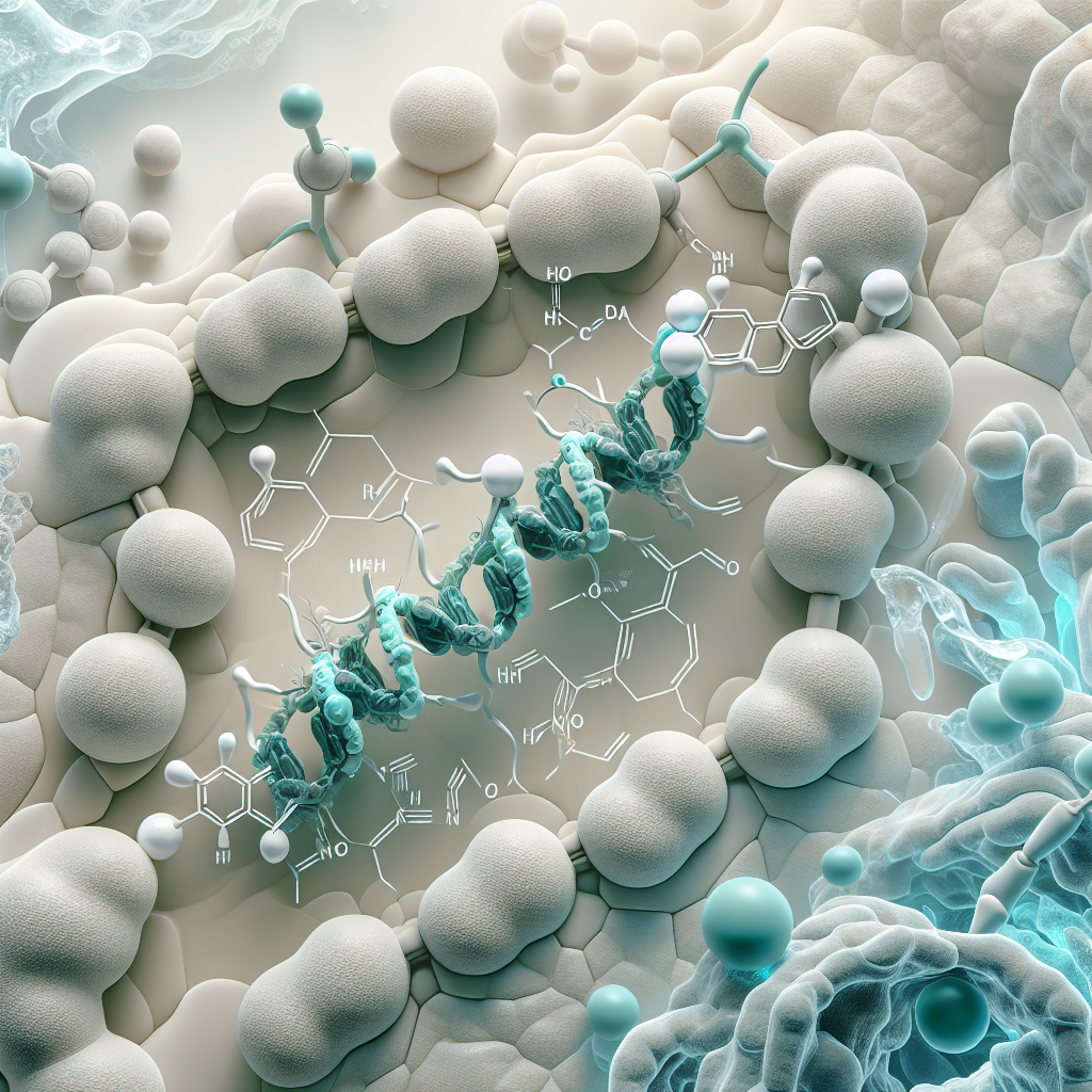 Stylized biological pathway artwork representing CJC-1295 Without DAC + Ipamorelin (Blend) research context