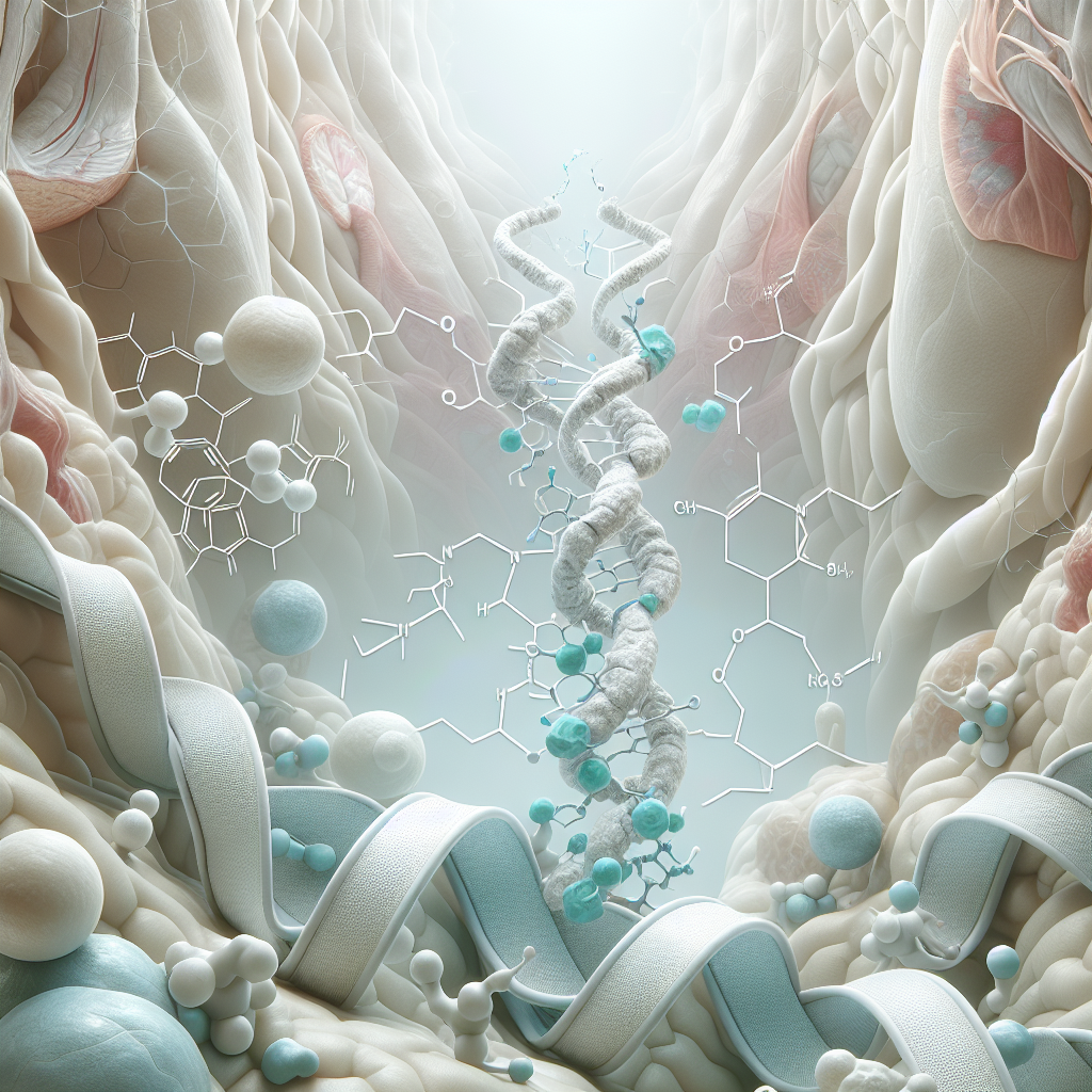 Stylized biological pathway artwork representing CJC-1295 Without DAC research context