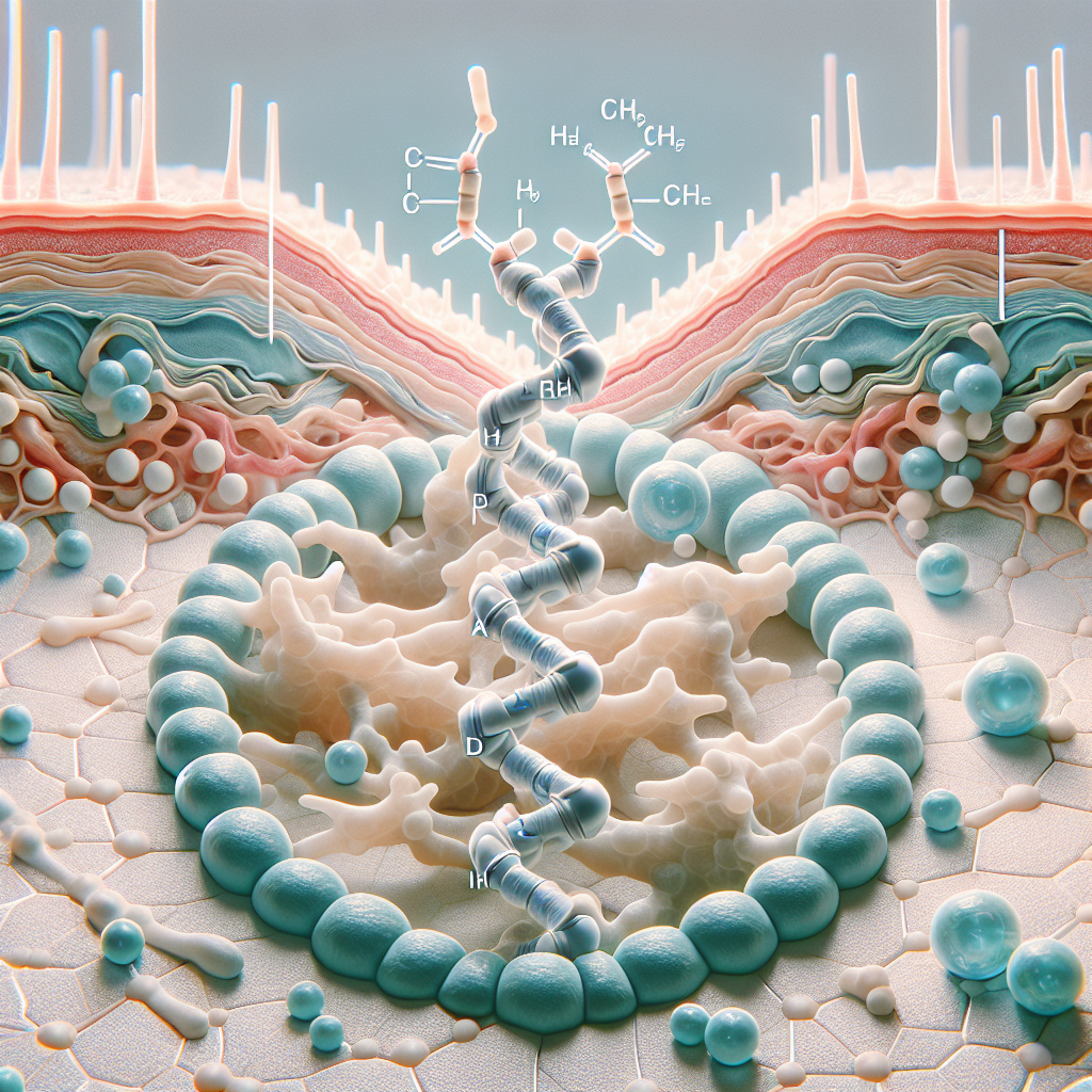 Stylized biological pathway artwork representing Dipeptide Diaminobutyroyl Benzylamide research context