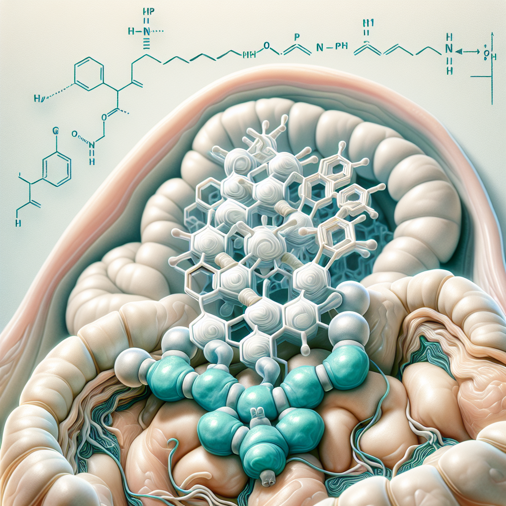 Stylized biological pathway artwork representing Examorelin research context