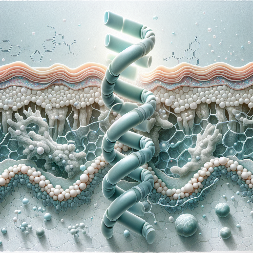 Stylized biological pathway artwork representing GHK research context