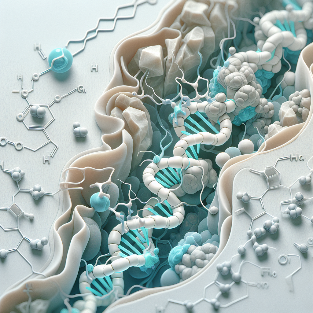 Stylized biological pathway artwork representing GHRP-6 Acetate research context