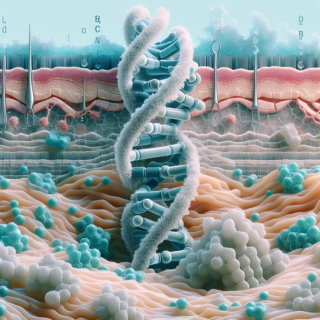Stylized biological pathway artwork representing Hexapeptide-11 research context