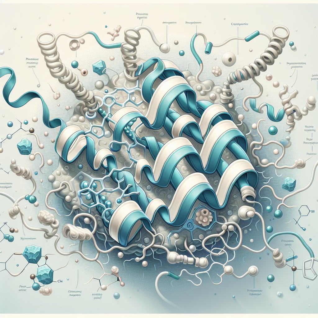 Stylized biological pathway artwork representing Humanin research context