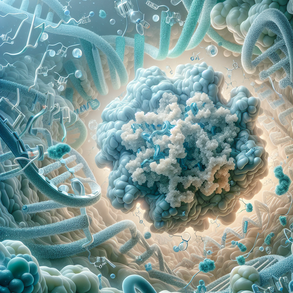 Stylized biological pathway artwork representing Klotho research context