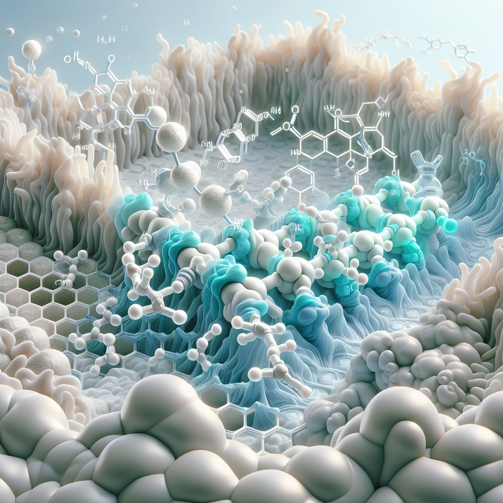 Stylized biological pathway artwork representing KLOW (GHK-Cu + KPV + BPC-157 + TB500) research context