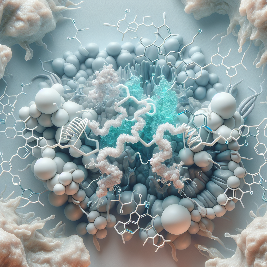 Stylized biological pathway artwork representing Longevity Stack (Epitalon + MOTS-c + SS-31) research context