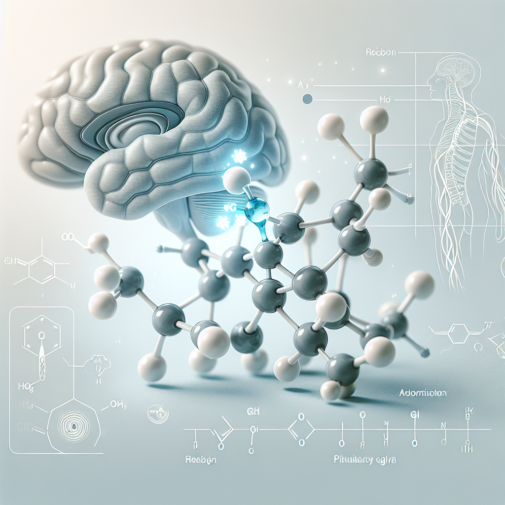 Stylized biological pathway artwork representing Macimorelin research context