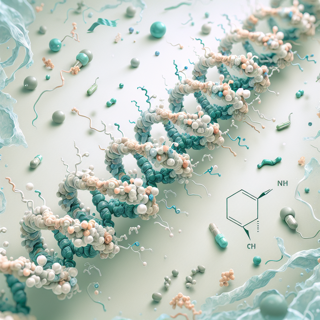 Stylized biological pathway artwork representing MOTS-c research context