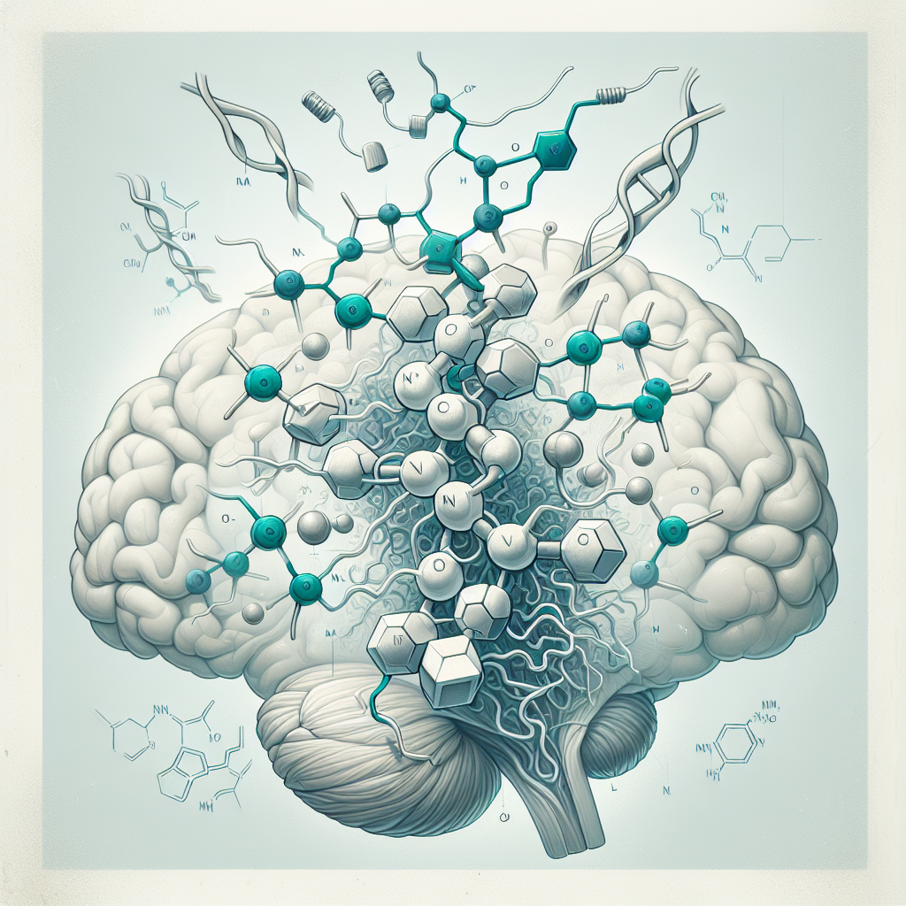 Stylized biological pathway artwork representing N-Acetyl Semax research context