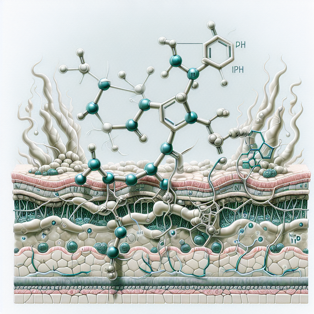 Stylized biological pathway artwork representing Palmitoyl Hexapeptide-12 research context