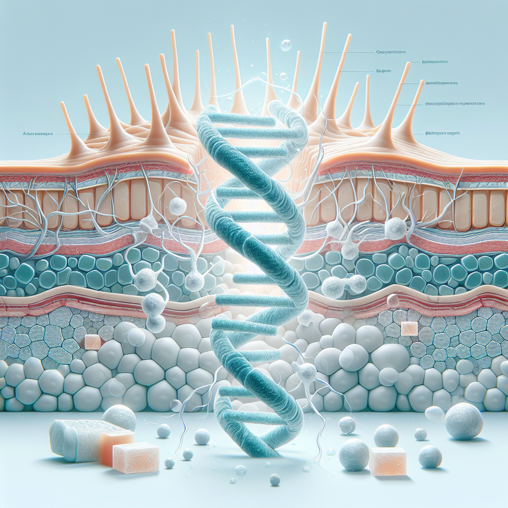 Stylized biological pathway artwork representing Palmitoyl Tripeptide-1 research context