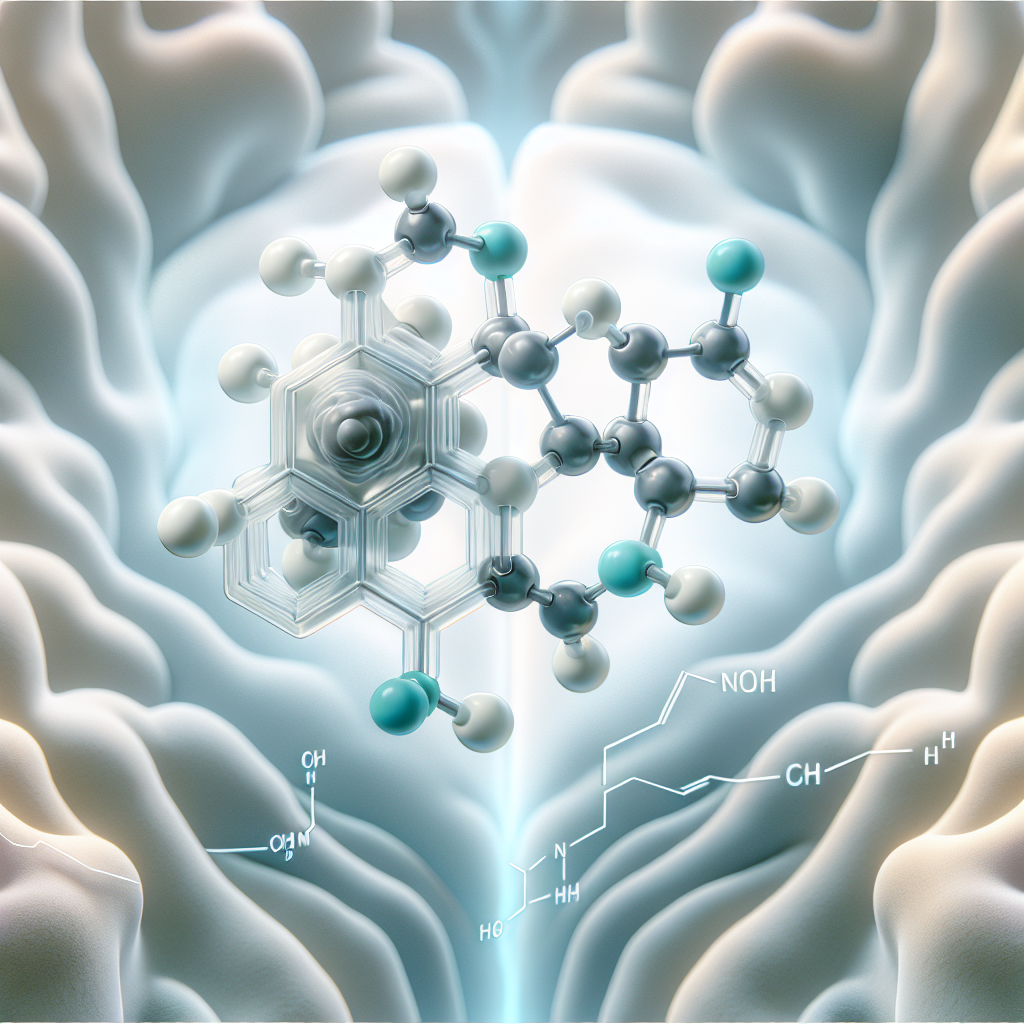Stylized biological pathway artwork representing Phenylpiracetam research context