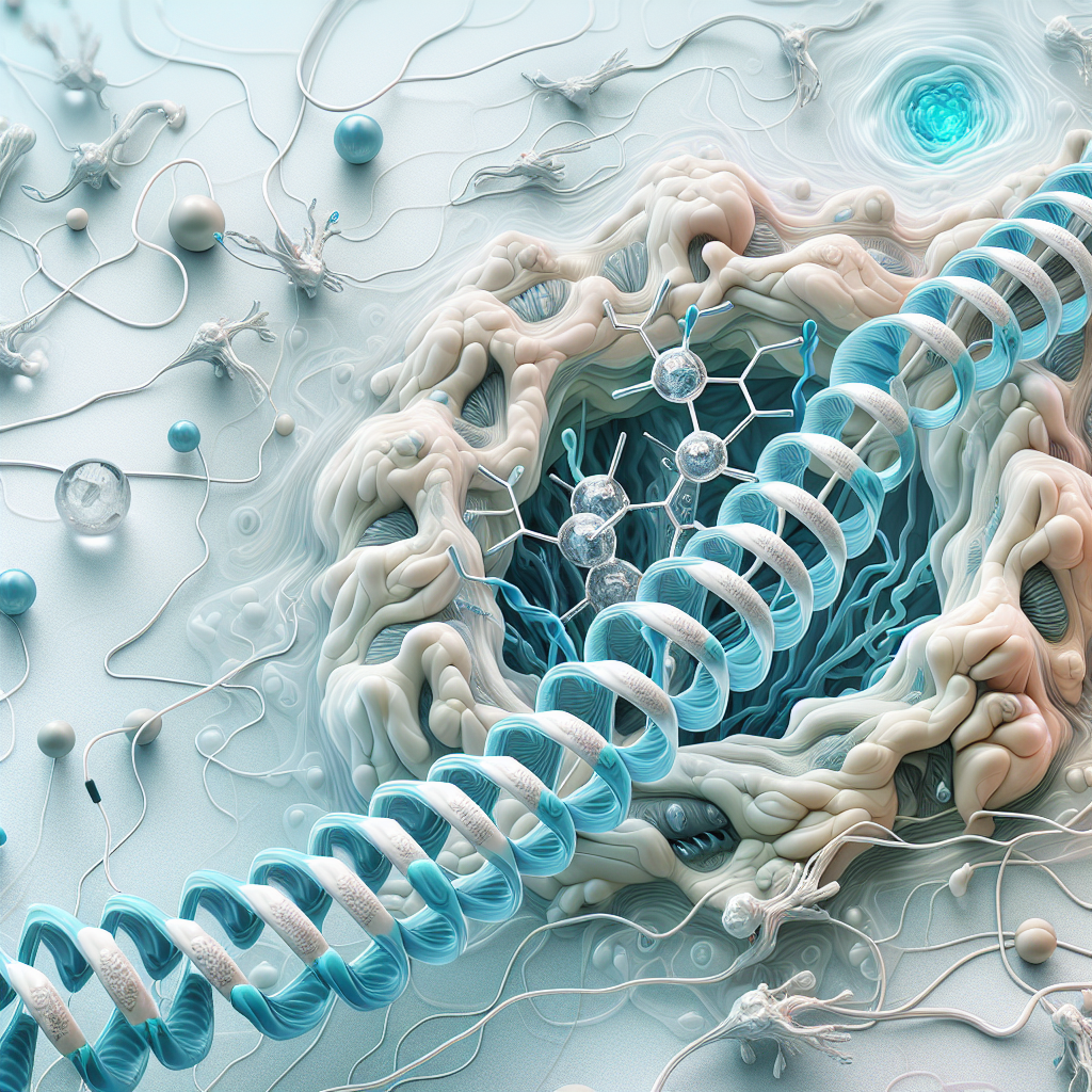 Stylized biological pathway artwork representing S14G-Humanin research context