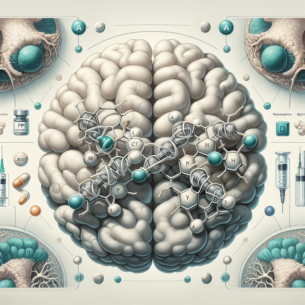 Stylized biological pathway artwork representing Semax PGP research context