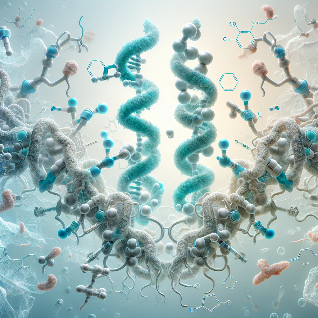 Stylized biological pathway artwork representing Semax + Selank (Blend) research context