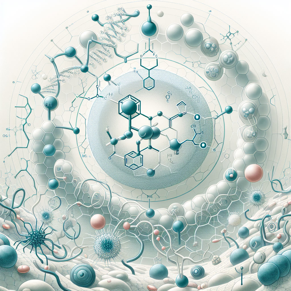 Stylized biological pathway artwork representing SLU-PP-332 research context