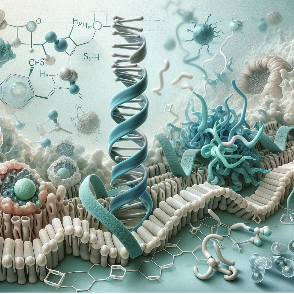 Stylized biological pathway artwork representing SS-31 research context