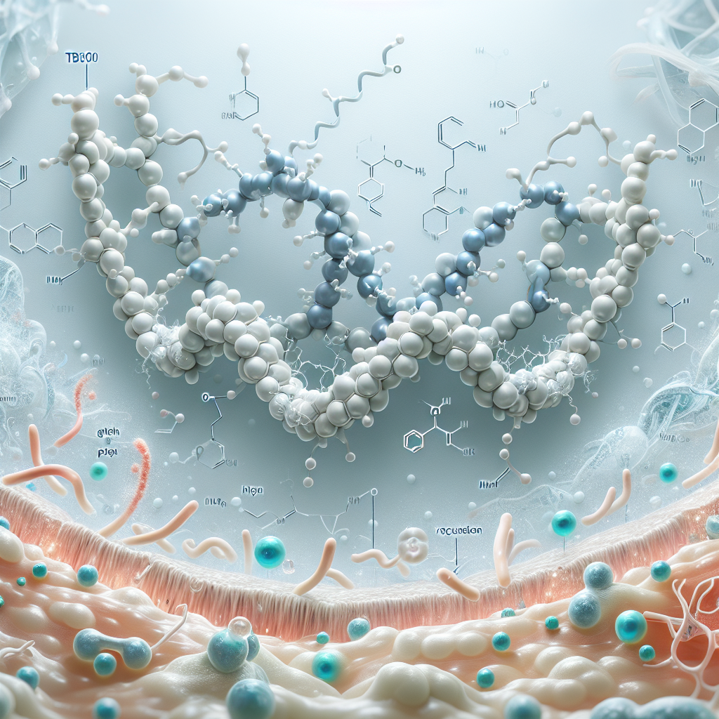 Stylized biological pathway artwork representing Thymosin Beta 4 (TB500) research context