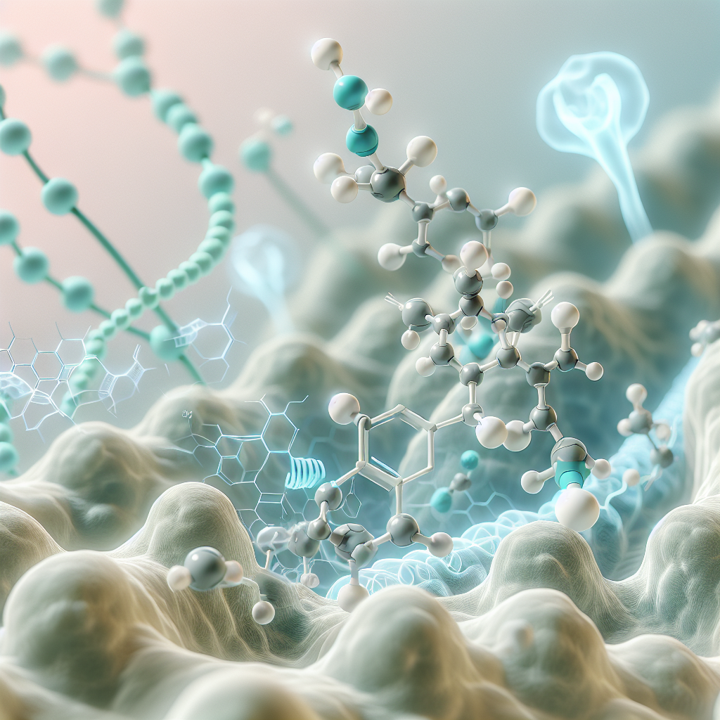 Stylized biological pathway artwork representing Tesofensine research context
