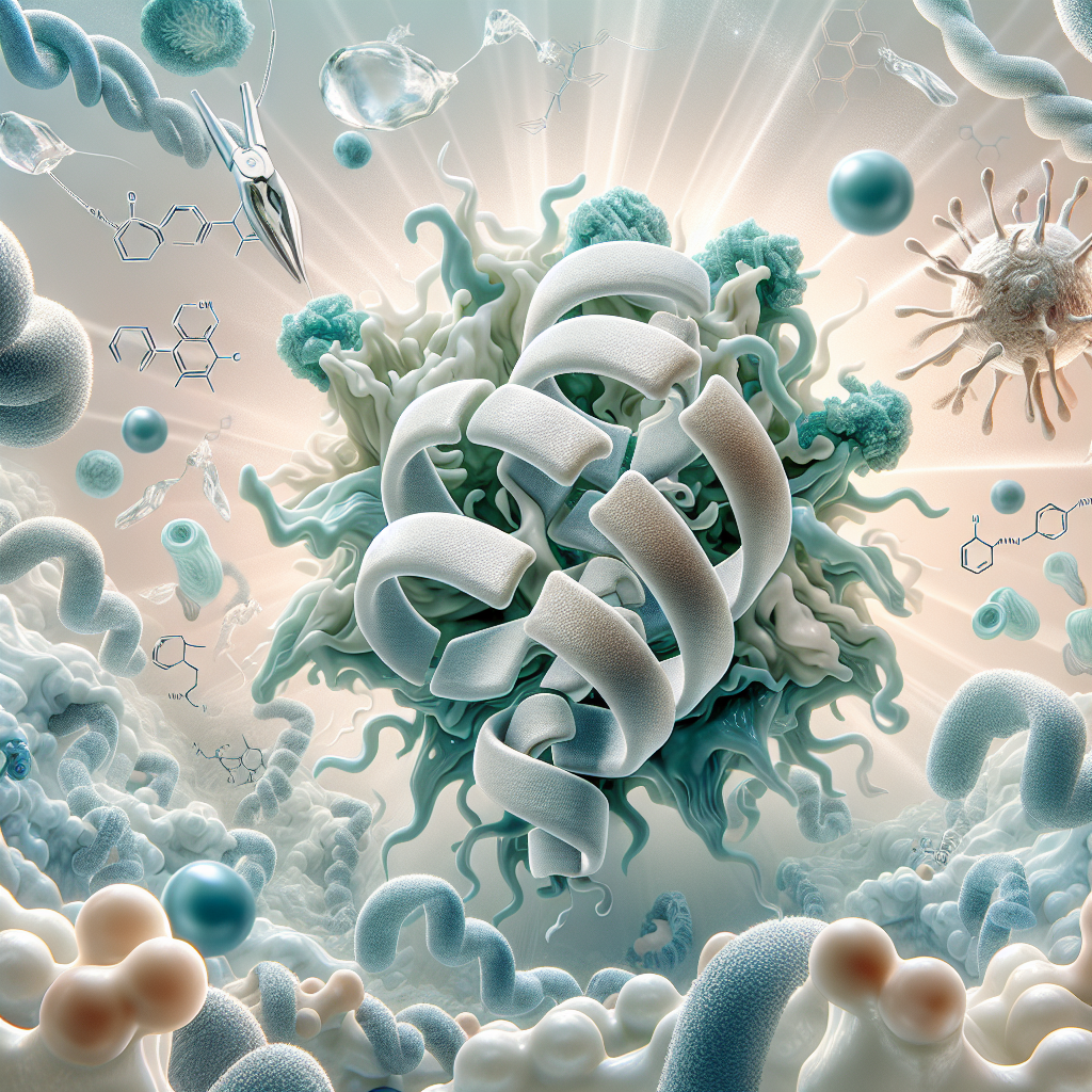 Stylized biological pathway artwork representing Thymalin research context