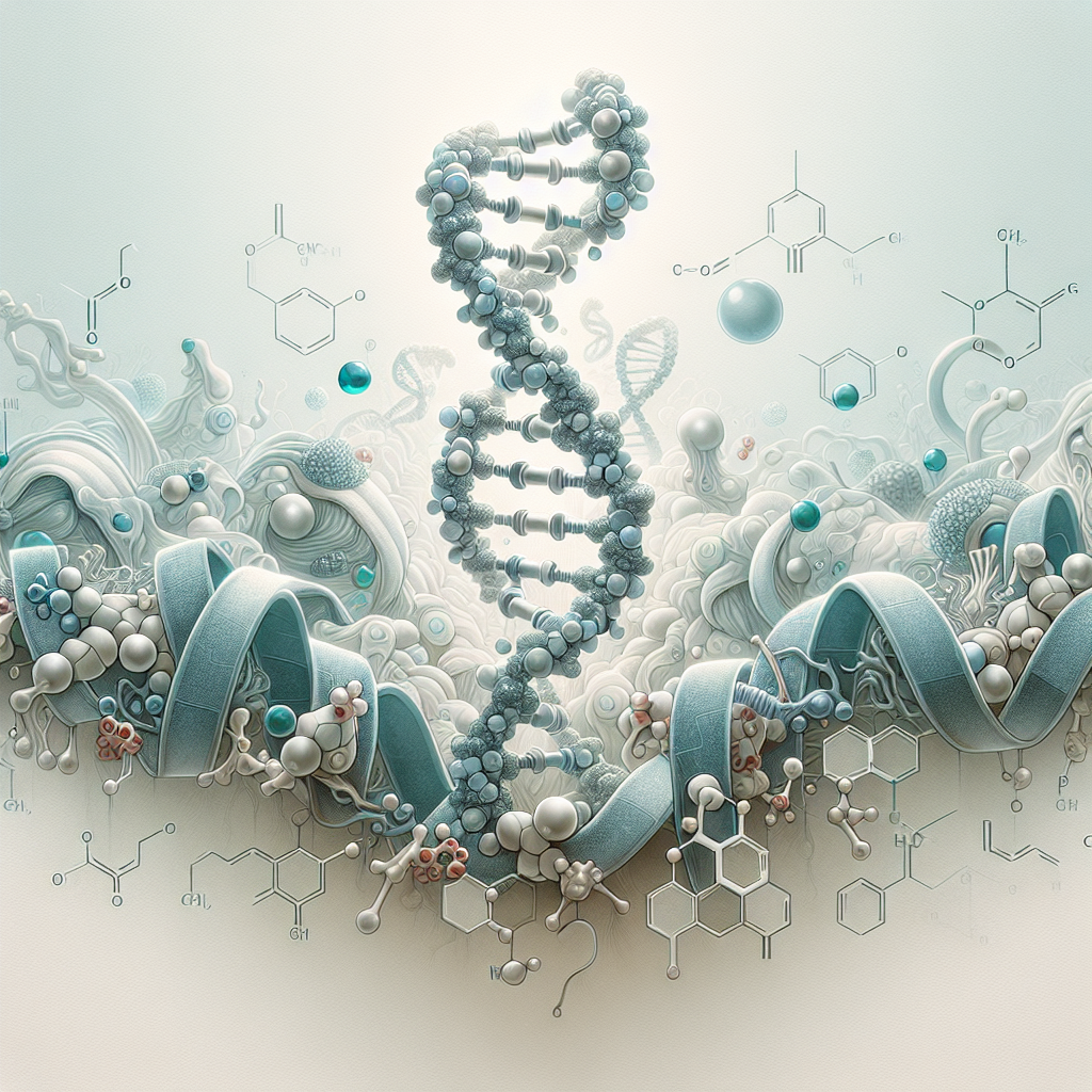 Stylized biological pathway artwork representing Thymopoietin research context