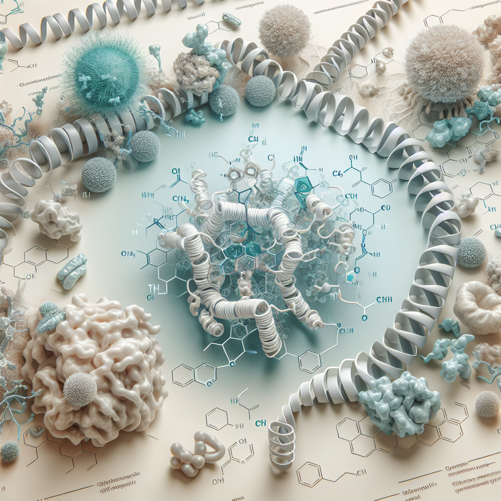 Stylized biological pathway artwork representing Thymosin Alpha 1 (TA1) research context