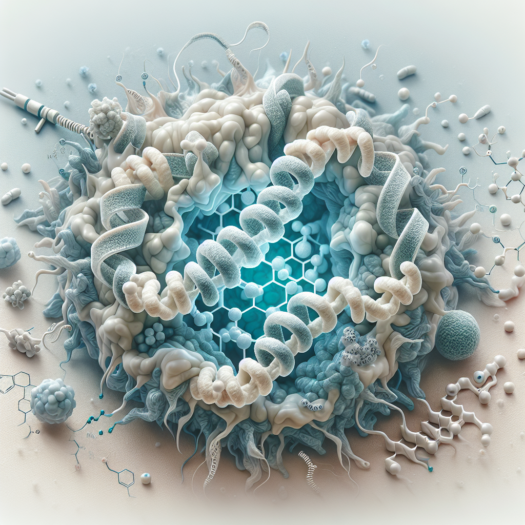 Stylized biological pathway artwork representing Thymosin Beta 10 research context